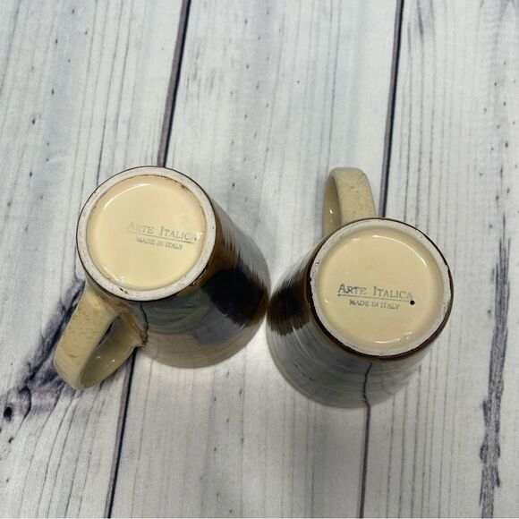 Set of 2 Arte Italica Vintage Grape Plum Design Tall Cups Mugs Made in Italy - Picture 8 of 10